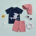 thumbnail image 2 of CAICJ98 Baby Boy 3 Pieces Swimsuit Quick Dry Swim Trunks Set Toddler Short Sleeve Rash Guard Sets Beach Hawaii Bathing Suits Infant Swimwear with Sun Hat (Red,18-24 Months), 2 of 6