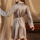 thumbnail image 4 of Women's Satins Robe Bride & Bridesmaid Wedding Party Bathrobe Sleepwear Long Kimono Gown Loungewear White L, 4 of 4