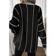 thumbnail image 3 of Redhotype Chic Stripe Knit Sweater - Black & Grey, Loose Fit, Trendy, 3 of 6