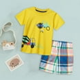 thumbnail image 2 of Toddler Baby Boy Outfits Summer Children'S Short Sleeved Car Pattern Two Piece Knitted Cartoon Printed T Shirt Shorts Boys Clothes Size 3-4T, 2 of 7