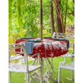 thumbnail image 4 of Christmas Tablecloth with Umbrella Hole and Zipper Christmas Tree Outdoor Tablecloths 52x70 Table Cloths Red Christmas Balls Snowflake Patio Table Cloth Cover for Holiday Party Yard Garden Cafe, 4 of 5