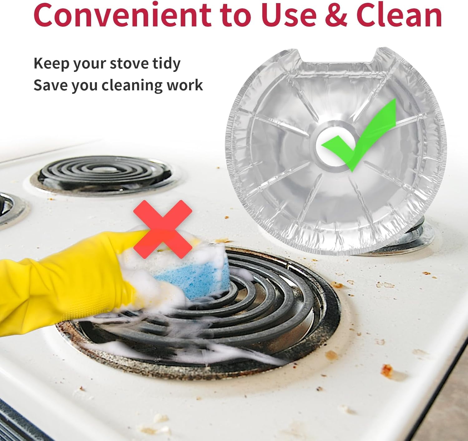 50 Piece Aluminum Gas Stove Burner Covers - Disposable Gas Stove Protectors, Pack of 50