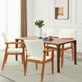 thumbnail image 2 of Beige Mid-Century Fabric Upholstered Arm Chair, Dining chair, Set of 2, 2 of 9
