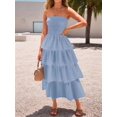 thumbnail image 5 of Women'S Summer Boho Strapless Maxi Dress Casual Sleeveless Off Shoulder Beach Long Sundress Blue-Gray XL, 5 of 9