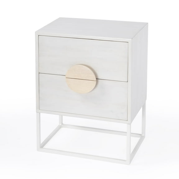 Lennasa White 2 Drawers  Wood End Table