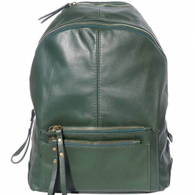 dark green leather backpack