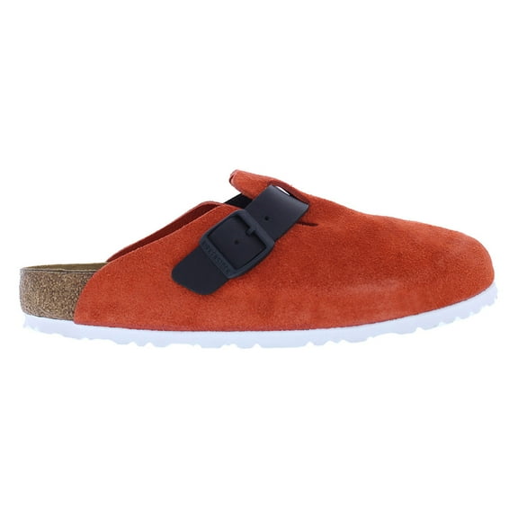 Birkenstock Boston BS Suede Narrow Unisex Shoes Size 9, Color: Tomato/Black