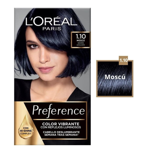 Tinte para cabello L'Oréal Preference 1.10 moscú negro azulado