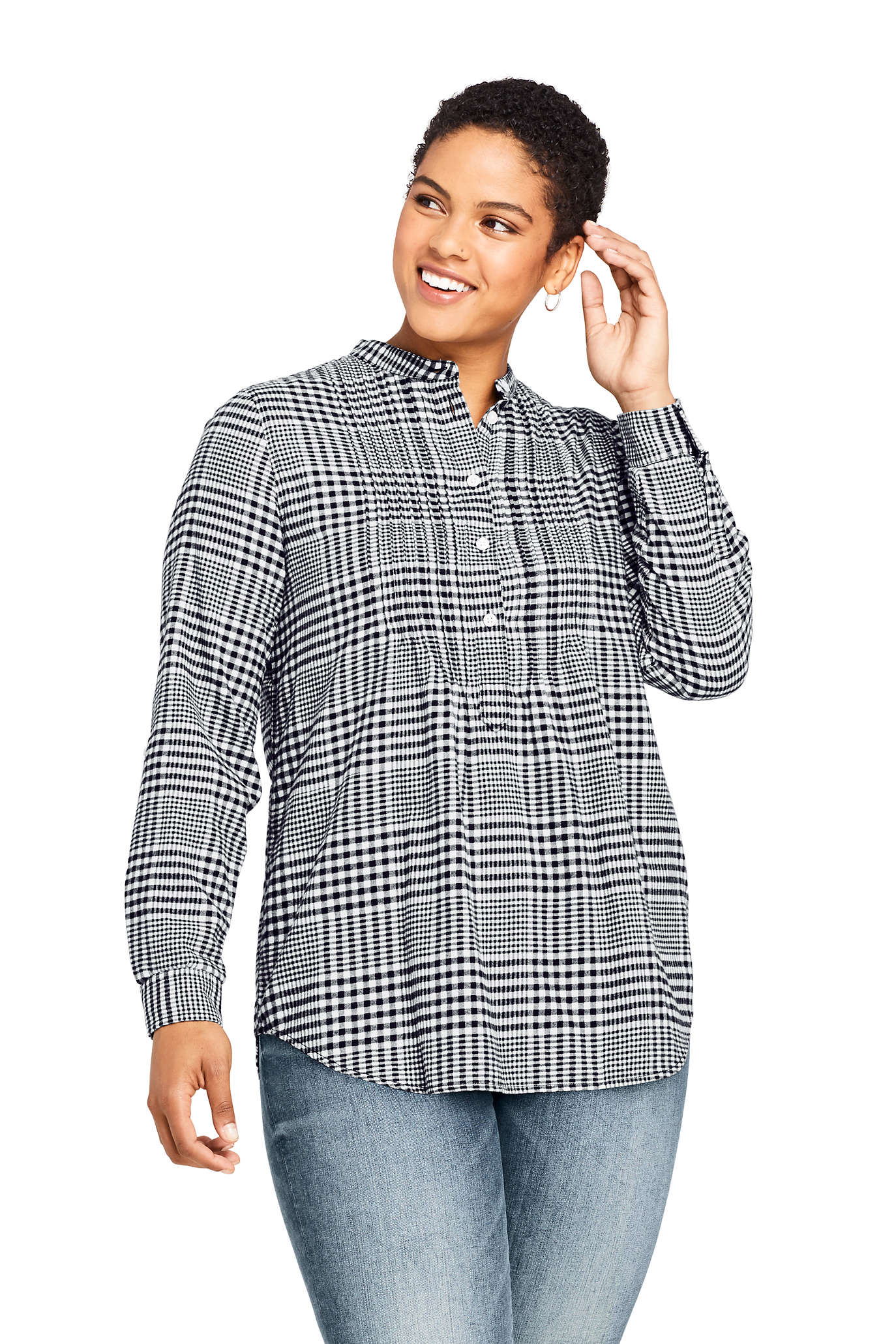 Lands End Lands End Women s Plus Size Long Sleeve Flannel Tunic 