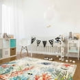 thumbnail image 3 of Area Rugs Indoor Non-Slip Rectangle Rug 4x6 Ft Summer Coastal Ocean Coral Seaweed Vintage Letter Background Rug Rubber Backing Floor Mats Non Shedding Home Decor Carpet for Entryway Living Room, 3 of 8