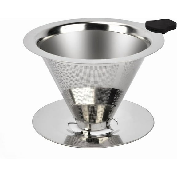 Pour Over Coffee Dripper, Stainless Steel Filter, Easy to Clean Paperless Pour Over Coffee Maker, Reusable Filter for 1-2 Cup