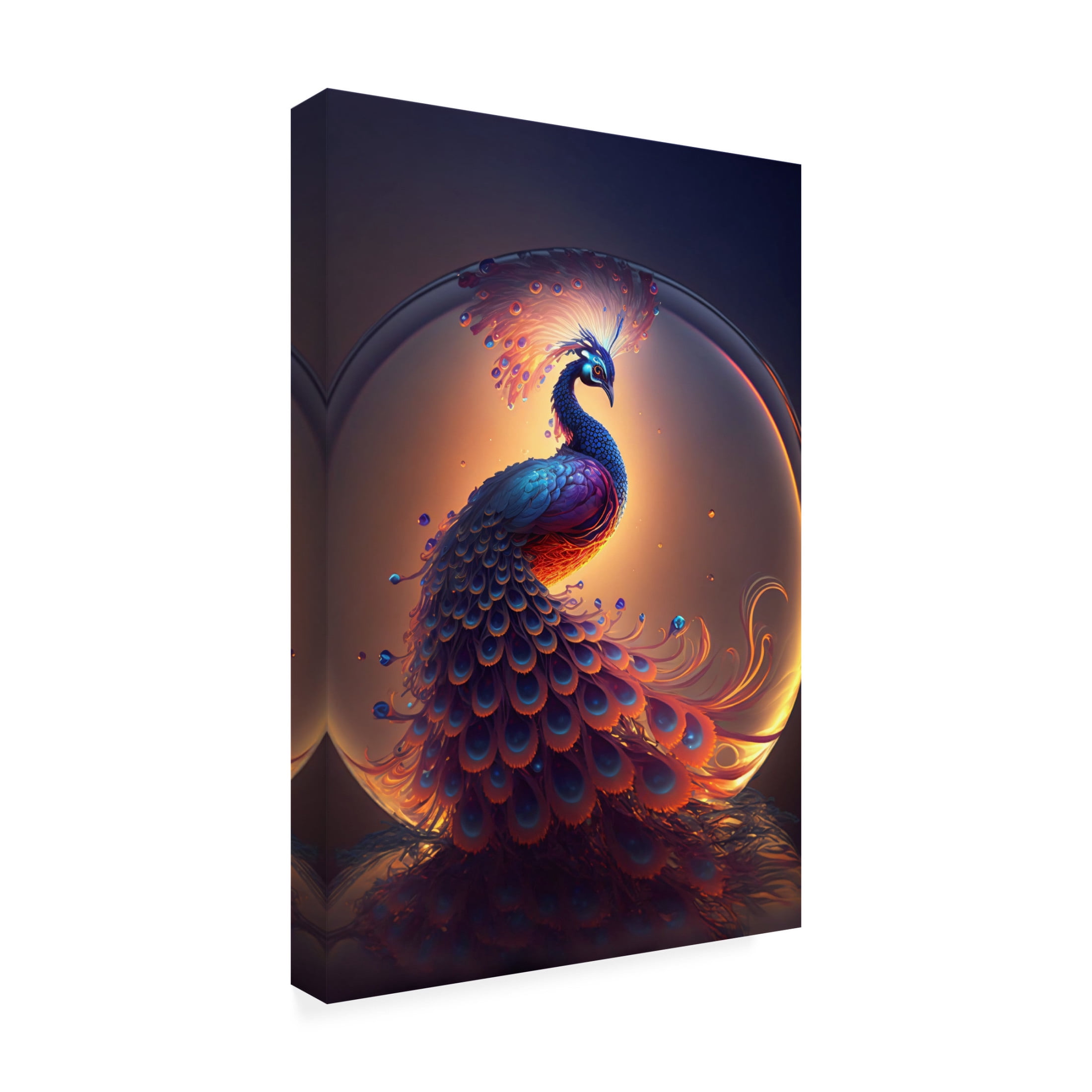 Canvas Wall Art - Ray Heere 'Proud Peacocks 9' Wall Art for Living Room, Bedroom, or Office Décor by Trademark Fine Art - 16 x 24 Inches