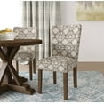 thumbnail image 2 of Parson Dining Chairs with Trellis Patterned Fabric Upholstered Seating, Beige and Gray, Set of Two, 2 of 10