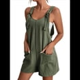 thumbnail image 2 of Cortos de Verano A para Mujer, Casuales Sin Mangas con Bolsillos Verde M, 2 of 9