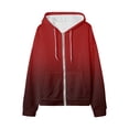 thumbnail image 4 of Pullover Sweatshirts for Women With Pockets Fall Winter Loose Fit Hooded Long-sleeved Bubble Off the Shoulder Drawstring Solid Color Leisure Polyester Hoodies Sweatshirts(Red,XXL), 4 of 4