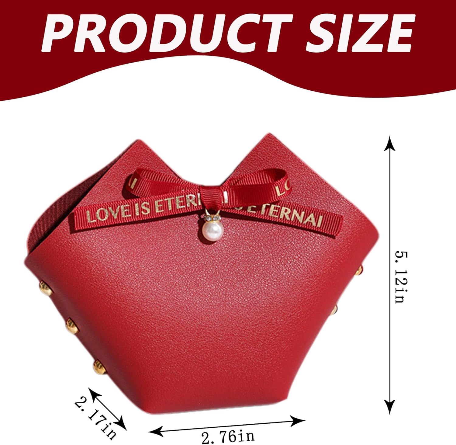 qczoyp 10 Pack Leather Bowknot Gift Boxes: Party Favor Bag Candy Gift Party Favor Boxes, Mini Gift Bags with Handles, Reusable Gift Bag for Baby Showers Wedding Christmas Party Valentines's Day (Red)