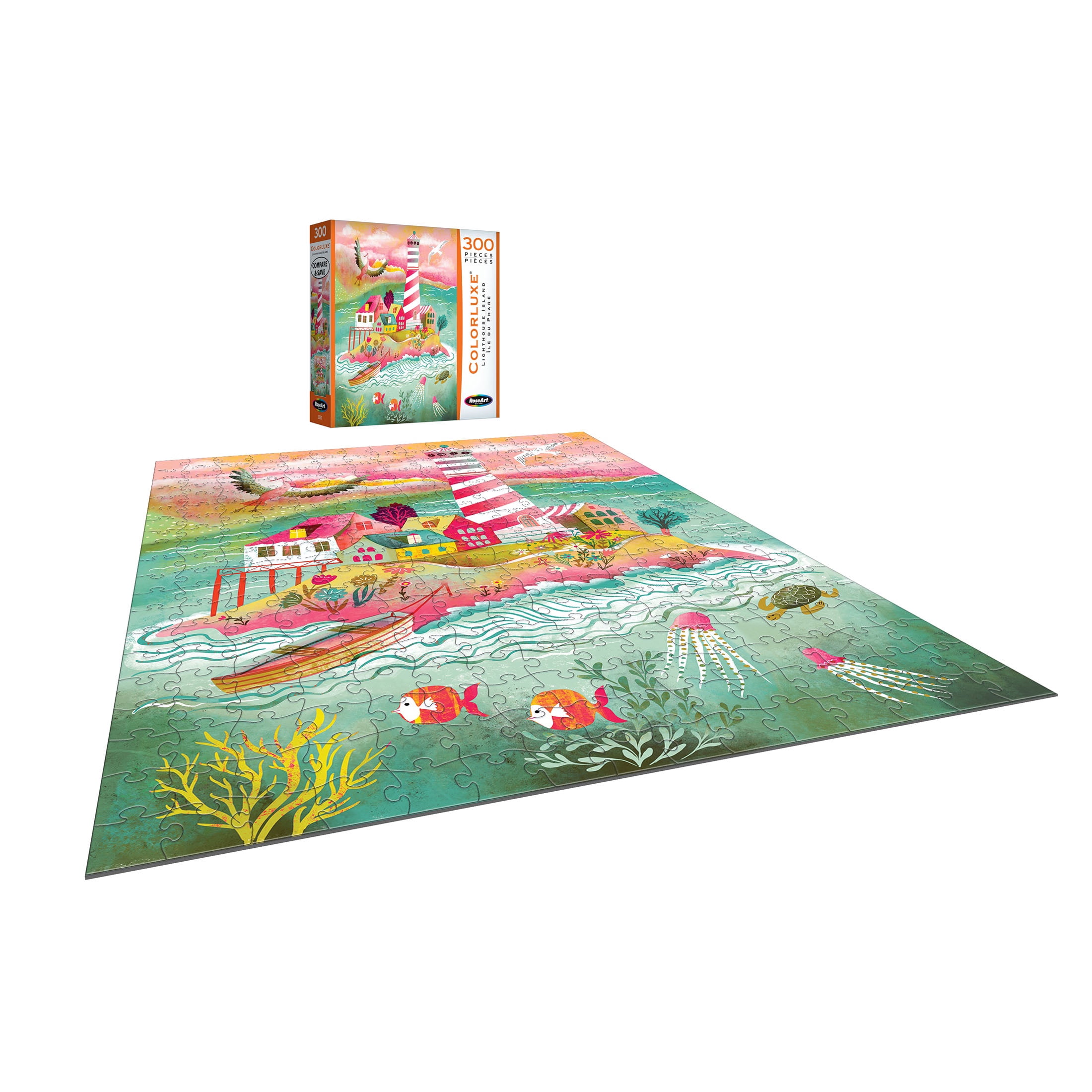 RoseArt Colorluxe 300-Piece Lighthouse Island Adult Interlocking Jigsaw Puzzle