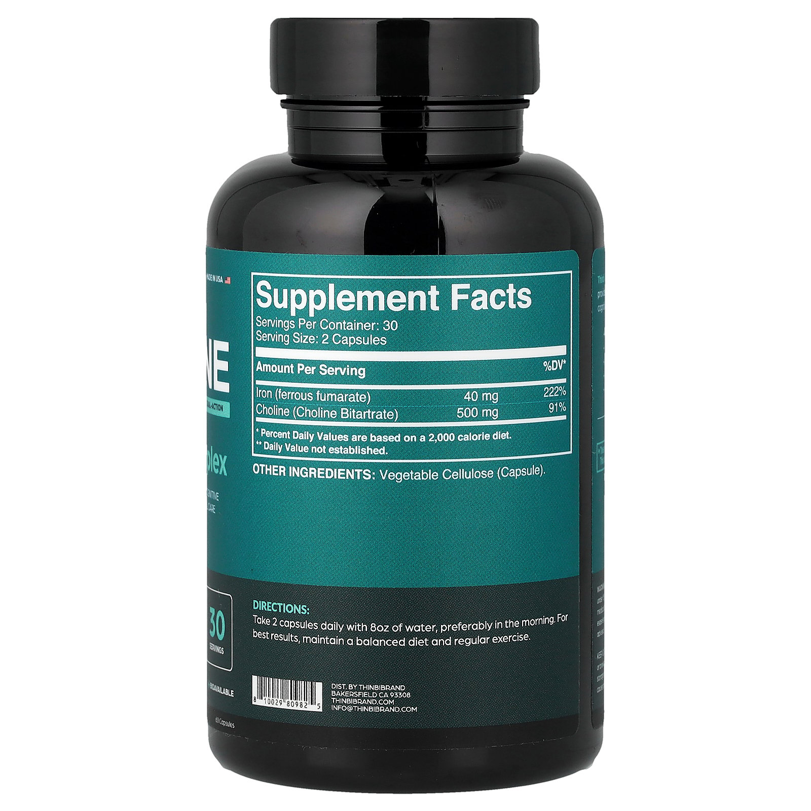Thinbi Choline + Iron, 60 Capsules