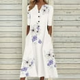thumbnail image 2 of Pntutb Flash Picks! Womens Loose Butterfly Print V-Neck Half Sleeve Button Pockets Long Dress, 2 of 6