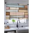 thumbnail image 5 of Sheer Curtains 54 Inch Length 2 Panels Set for Kitchen, Brown Pink Vintage Semi Sheer Curtains for Windows, Retro Farmhouse Elegant Pastoral Voile Window Treatments Rod Pocket Curtain, 5 of 7
