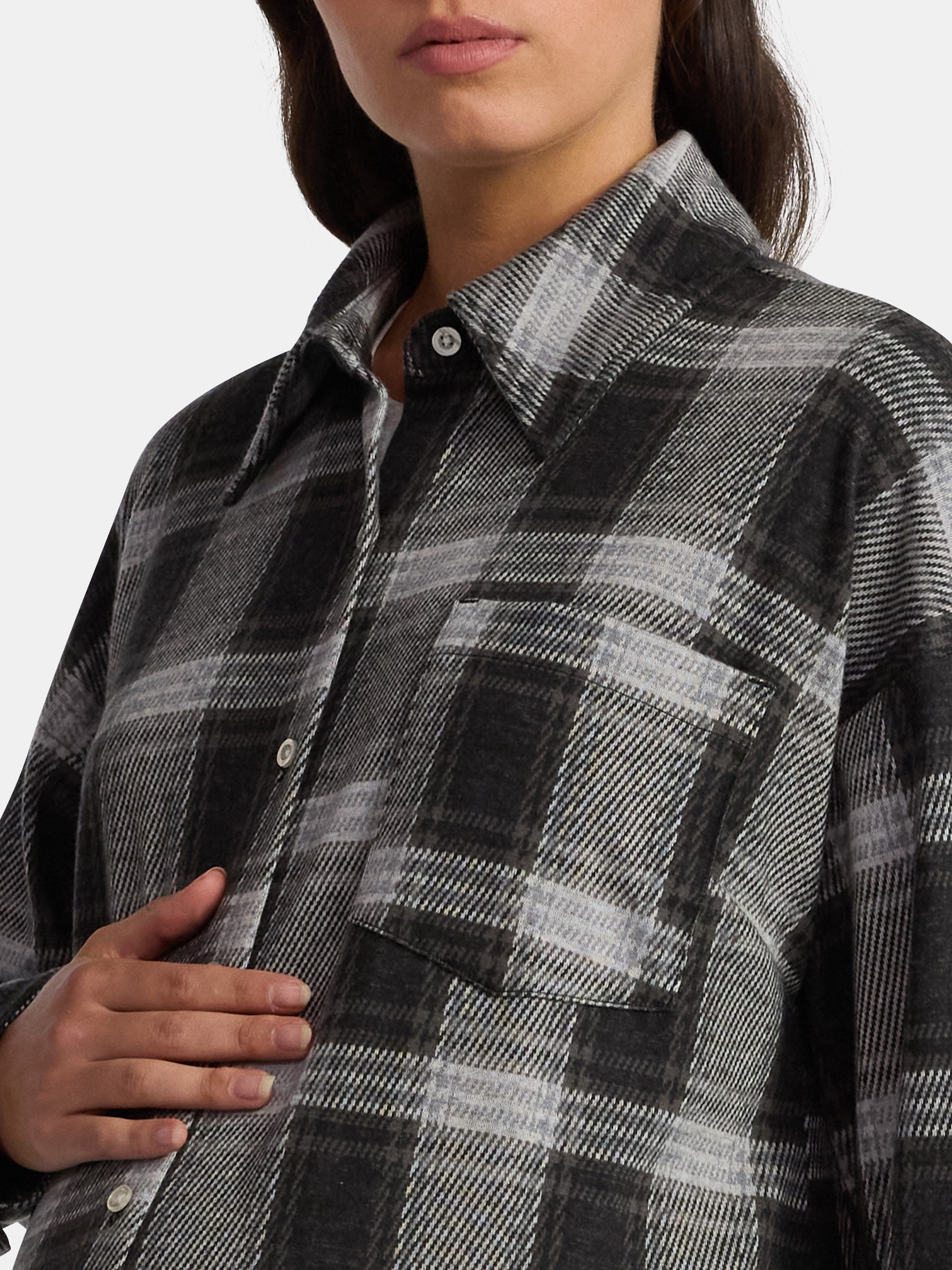 Time and Tru Women's Maternity Boyfriend Button Up Shirt with Long Sleeves, Size S~XXL