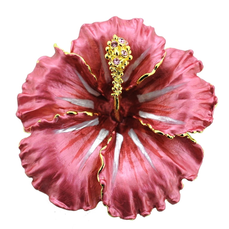 Red Hawaiian Hibiscus Swarovski Crystal Flower pin brooch and