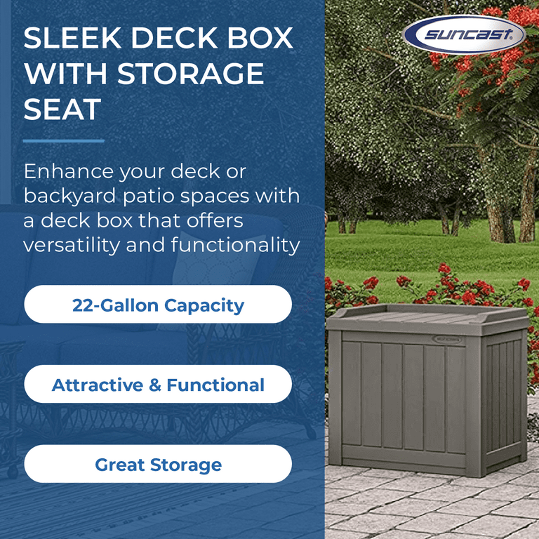 Suncast 22 Gal Outdoor Deck Storage Box and Seating Solution Backyard Container 2 Pack Walmart