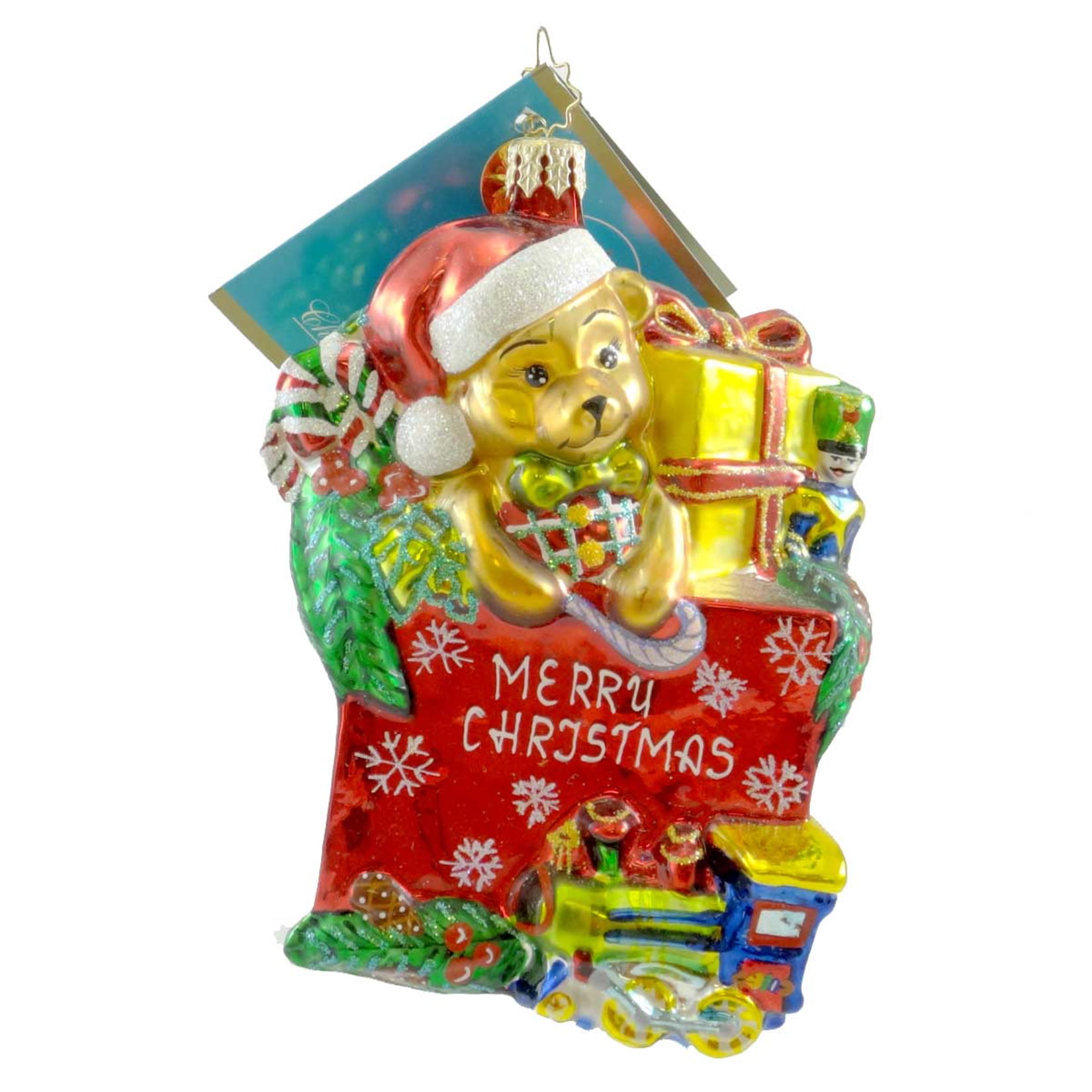 Christopher Radko TOYLAND TREASURES Blown Glass Ornament Teddy Bear ...