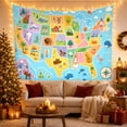 thumbnail image 3 of Illustrated United States Map Tapestry Wall Hanging, 3 of 7