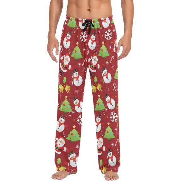 GZHJMY Christmas Snowman Pajama Pants for Men, Lounge Pants Lightweight Men Pajama Bottoms with Drawstring Pockets, Christmas New Year Birthday Gifts, Large