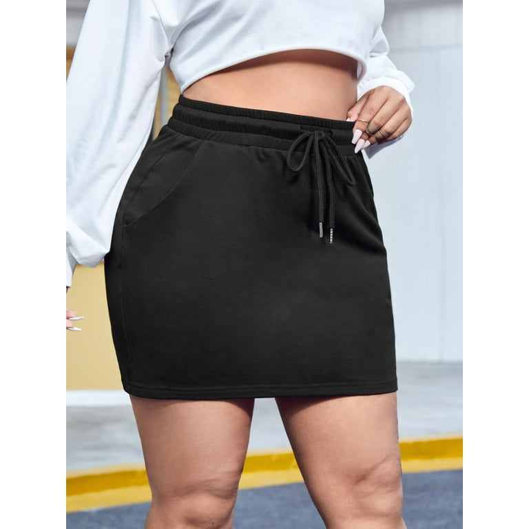 Cotton drawstring mini skirt hotsell