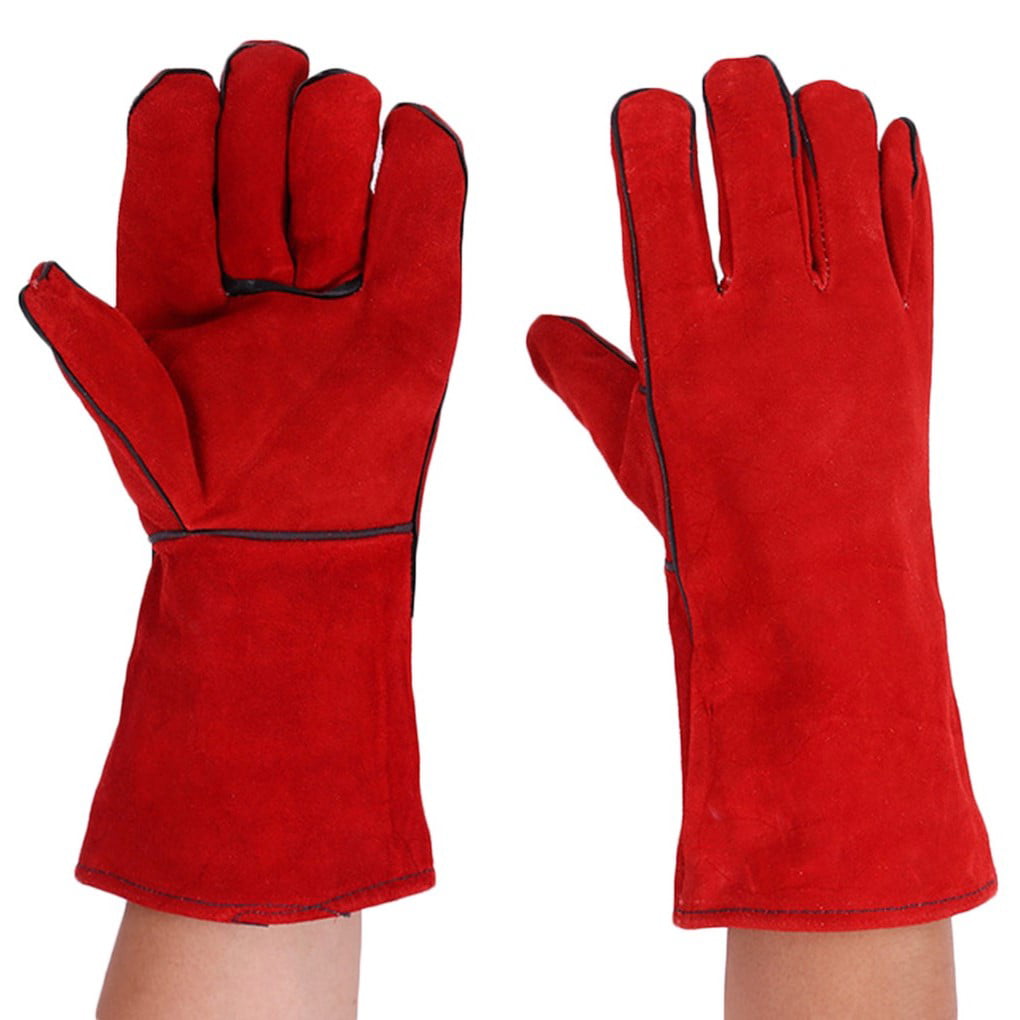 XL Warrior Supa Red Leather Welding Gauntlet Gloves Size 10 