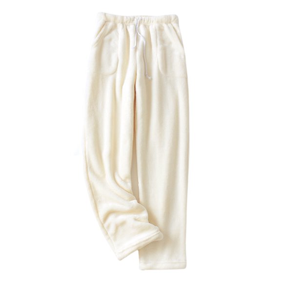Thermal Flannel Lounges Pants For Women Drawstring Elastic Waist Winter Homewear Soft Sleepwear Fleece Pajama Bottoms