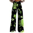 thumbnail image 2 of Luowei Wide Leg Pants Woman High Waist Floral Patterned Pants Lightweight Loose Fit Casual Colorful Trouser Imitation Jeans, Black, XL, 2 of 4