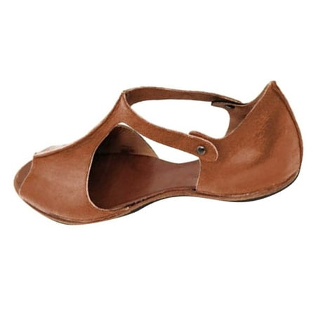 

Womens Vintage Flats Sandals Open Toe Fish Mouth Ankle Sandals Comfort Slip on Slide Shoes Footwear Indoor/Outdoor