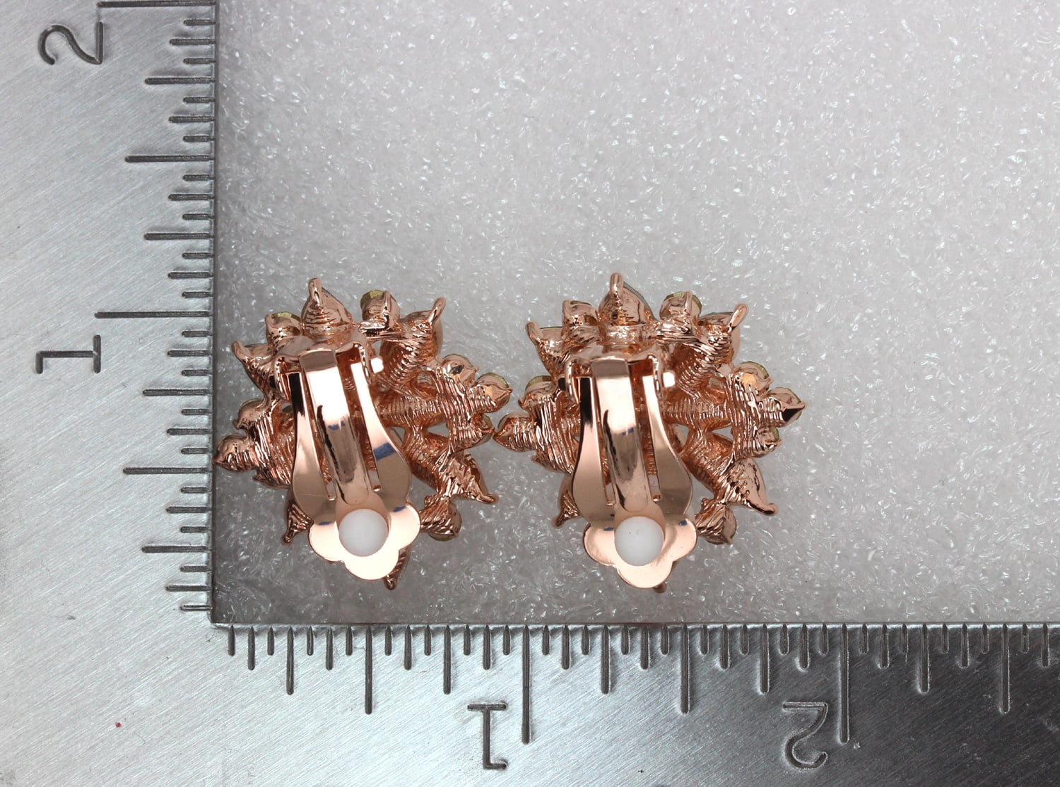Faship Gorgeous Smoked Topaz Rhinestone Crystal Floral Clip On Style Earrings