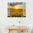 thumbnail image 3 of Nawypu Sunflower Wall Art Decor for Living Room Window Style Sunset Canvas Picture for Bedroom Realism Yellow Flowers Filed Artwork for Bathroom Nature Landscape Prints Paintings for Kitchen, 3 of 5