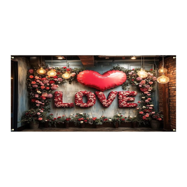 Sofa Vama Ropa de Cama Puerta de garaje para San Valentín, fondo de garaje para San Valentín, decoración para fiesta en el patio, bandera colgante para puerta for Navideño
