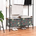 thumbnail image 3 of Yayeee Foldable Storage Basket for Shelves with Handles Waterproof Cloth Bins, Christmas Holly Leaves, 3 of 7