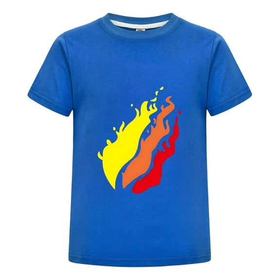 Yellow Orange Gradient Flame Graphic T-Shirt – Cool Preston Design Cotton Tee for Boys & Girls Fan Gift Top