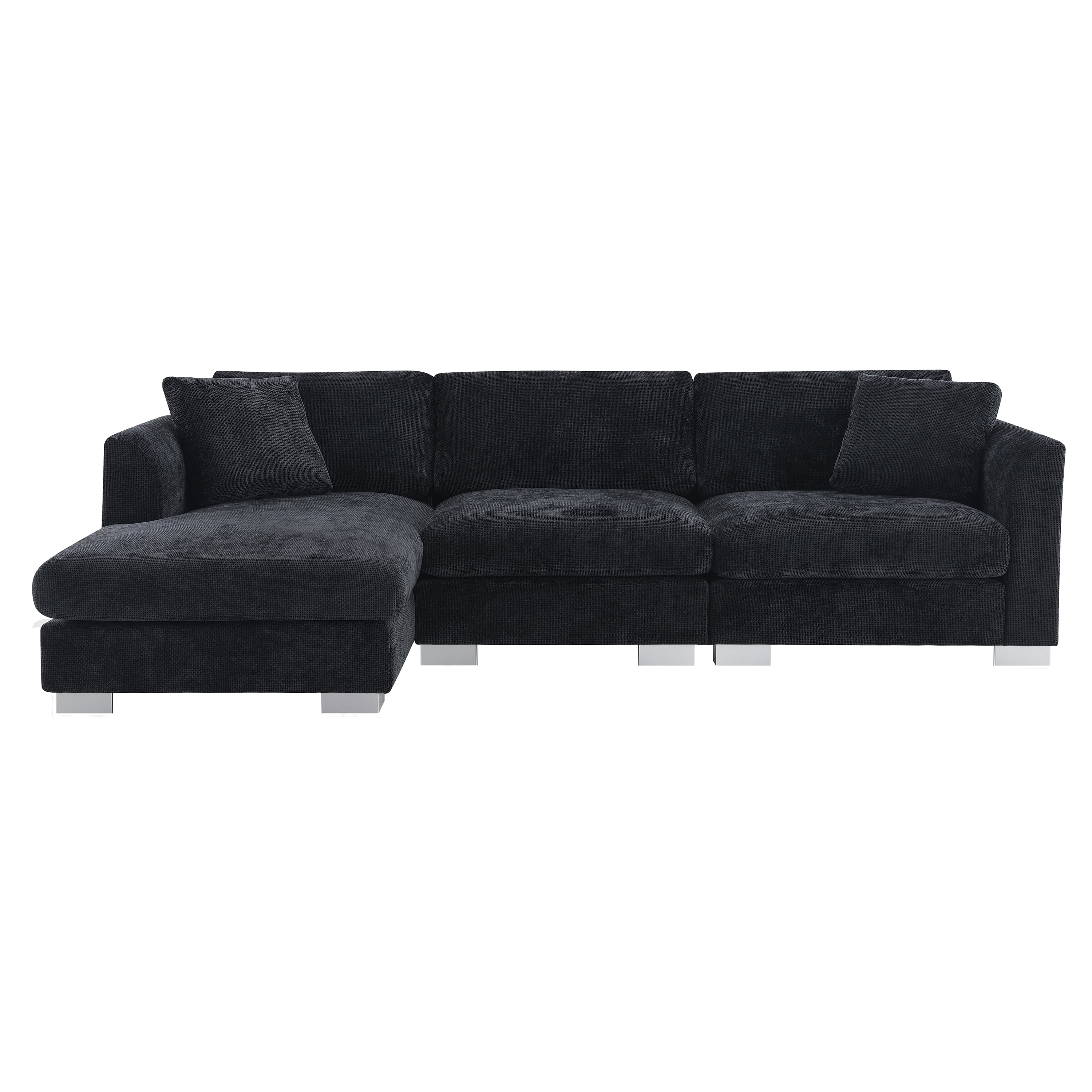 MAYEERTY 96x56" Modern Cloud Sectional Sofa - L-Shaped 4-Seat Chenille Couch with 2 Free Pillows/Oversized Chaise for Living Room/Apartment/Office, 3 Colors