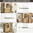 thumbnail image 2 of Juiluna Arched Bookcase with Doors - 5 Tier Open Display Shelf with Rattan Decor, Modern Bookshelf Storage Cabinet for Home Office Living Room Library, Natural, 2 of 8