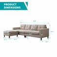 MUZZ Reversible Sectional Sofa, 4 Seat LShape Sofa Couches for Living