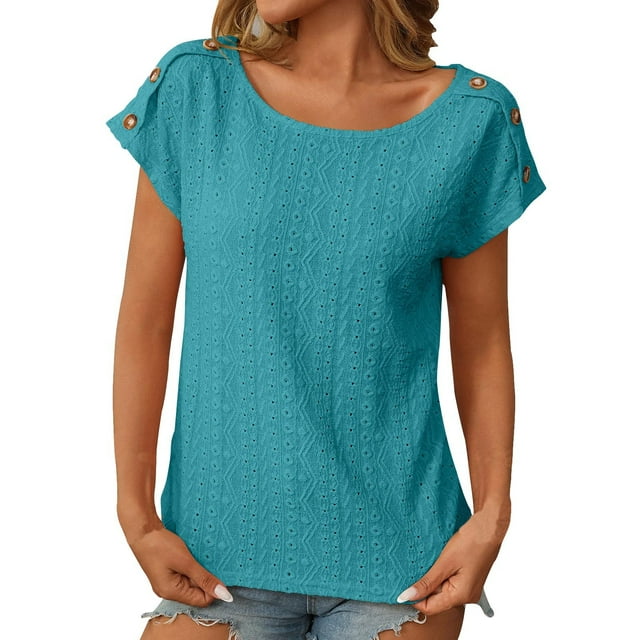 SwiftWear Hauts Roses pour Femmes Manches Courtes Tuniques T-Shirts d'Été Décontractés Col Rond Ample Basique Quotidien