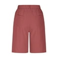 thumbnail image 5 of Sakmal High Waisted Khaki Shorts for Women Knee Length Straight Leg Chino Work Solid Red Casual Womens Shorts with Pockets, 5 of 9