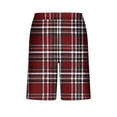thumbnail image 4 of Miluxas Mens Plaid Check Soft Lightweight Long Shorts Drawstring Pants with Pocket Red L(L), 4 of 6