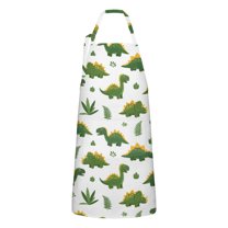 Green Dinosaurs Classic Ferns Apron-Garden Aprons for Women with Pockets-Cotton Linen Waterproof Kitchen Cooking Gardening Aprons Adjustable for Kitchen,Cooking,BBQ and Salon 33x27 Inch