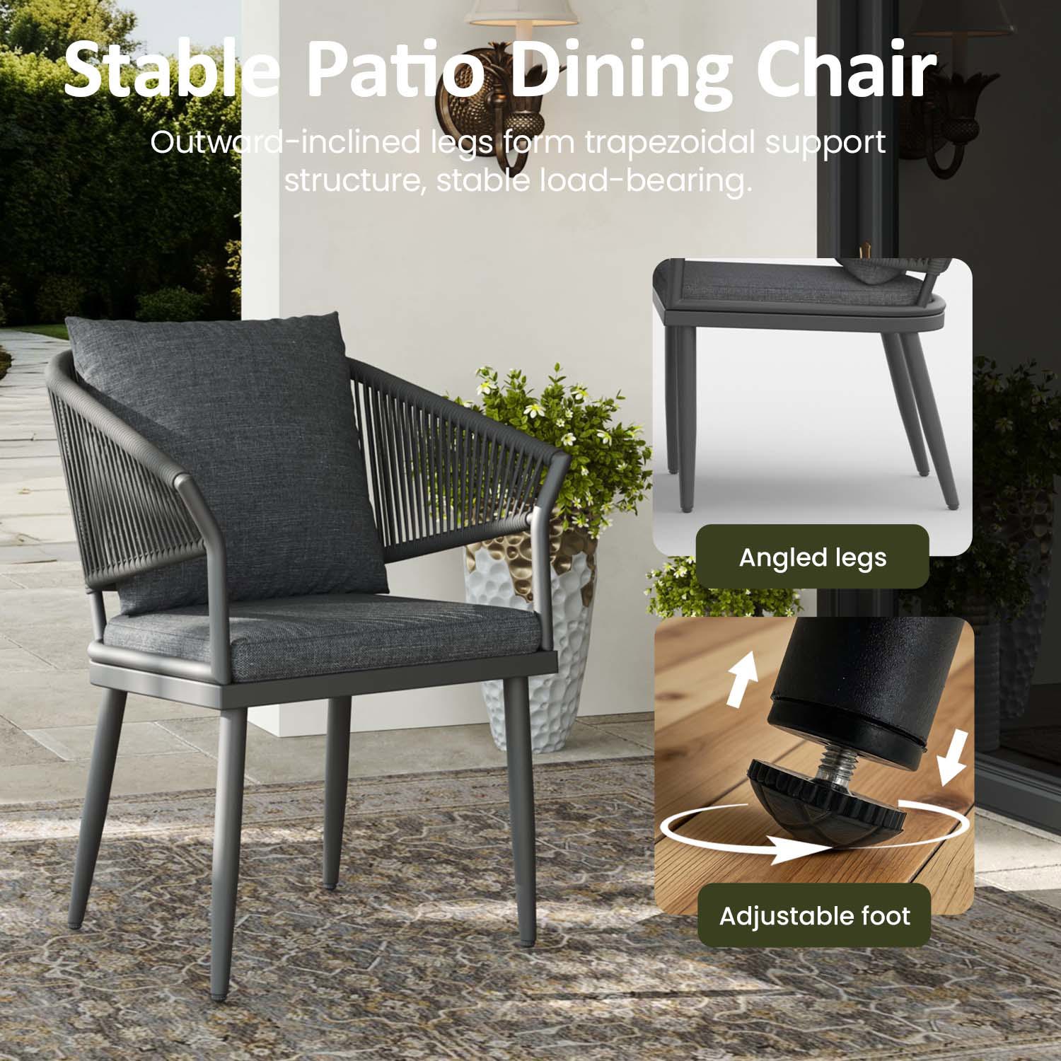 LayinSun Outdoor Dining Chairs Set of 2, 2 Pieces All-Weather Wicker Patio Chair for Patio, Deck, Proch with Soft Cushions and Armrests