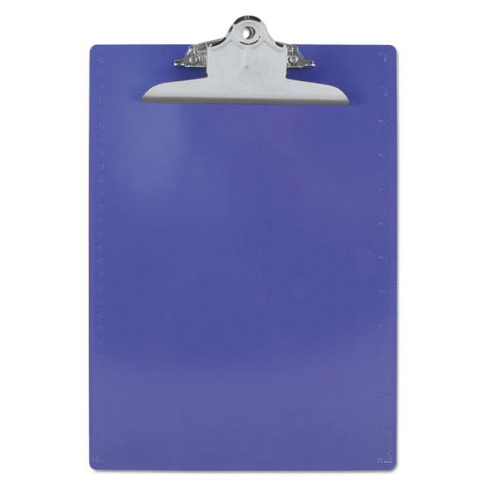 Recycled Plastic Clipboard W/ruler Edge, 1" Clip Cap, 8.5 X 11 Sheets, Purple | Bundle of 5