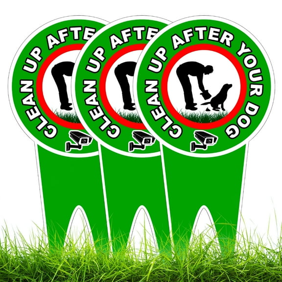 Dimarongton 3 PC Clean Up After Your Dog Signs - 12x6 DS Dibond Keep Off Grass Sign